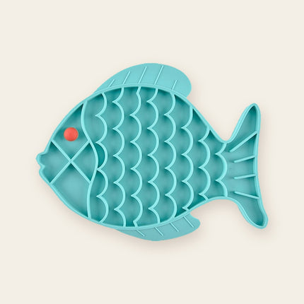 Tapis de lechage en silicone en forme de poisson, reliefs en ecailles