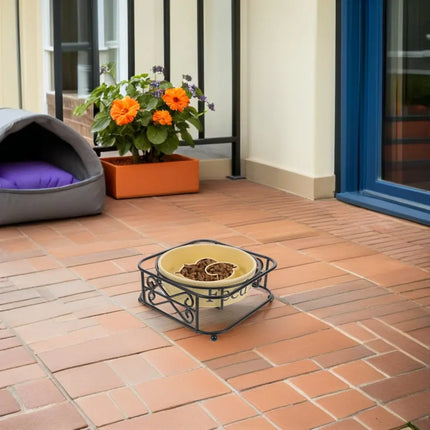 Gamelle en céramique pour chien, à alimentation lente, surélevée, anti-goulotinage, anti-renversement, avec labyrinthe et fonction puzzle, pour chiens et chats de petite et moyenne taille