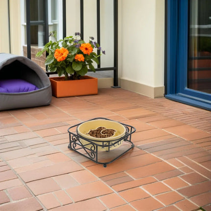 Gamelle en céramique pour chien, à alimentation lente, surélevée, anti-goulotinage, anti-renversement, avec labyrinthe et fonction puzzle, pour chiens et chats de petite et moyenne taille