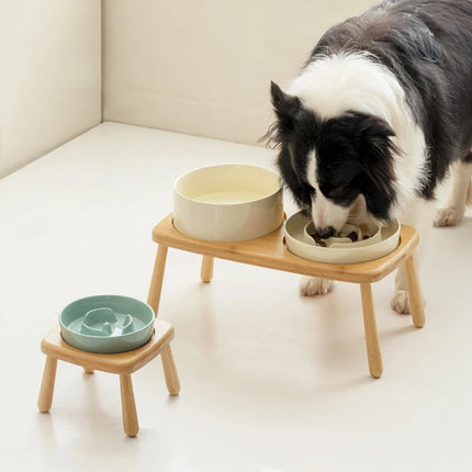 Assiette anti-étouffement pour chiens, bol en céramique, mangeoire lente pour animaux de compagnie, suréWer, moyen, grand, double, table à manger
