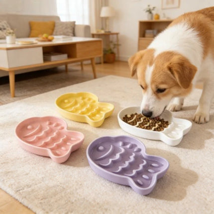 Bol en céramique pour chien, distributeur lent, en porcelaine, pour nourriture et eau, anti-étouffement, antidérapant, fournitures pour animaux de compagnie