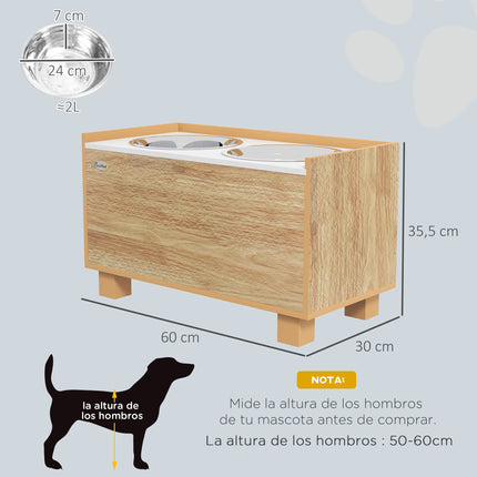Pawhut Mangeoire surélevée pour chien avec mangeoire lente amovible Chêne