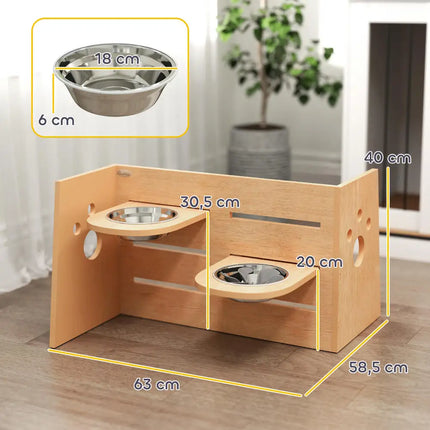 Gamelle surélevée pour chien avec compartiments réglables, en acier inoxydable, 63x58,5x40cm, alimentation lente, antidérapante, pour usage domestique, vert