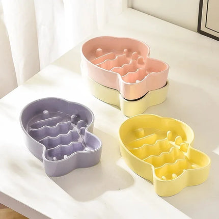 Bol en céramique pour chien, distributeur lent, en porcelaine, pour nourriture et eau, anti-étouffement, antidérapant, fournitures pour animaux de compagnie