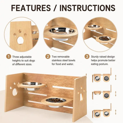 Gamelle surélevée pour chien avec compartiments réglables, en acier inoxydable, 63x58,5x40cm, alimentation lente, antidérapante, pour usage domestique, vert