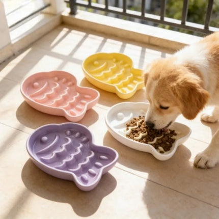 Bol en céramique pour chien, distributeur lent, en porcelaine, pour nourriture et eau, anti-étouffement, antidérapant, fournitures pour animaux de compagnie