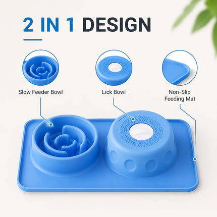 Gamelle anti-étranglement pour animaux de compagnie, tapis à lécher, gamelle pour chien et chat, gamelle en silicone antidérapante, gamelle à énigme, gamelle à double usage, récipient d'entraînement
