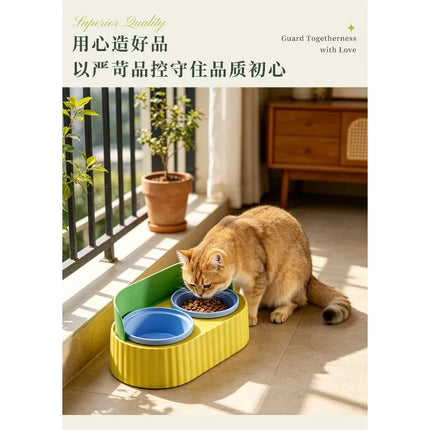 Gamelle double en céramique pour chat, protection du cou, anti-renversement, gamelle 2-en-1 pour nourriture et eau, gamelle multicolore pour chaton et petit chien