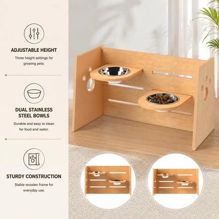 Gamelle surélevée pour chien avec compartiments réglables, en acier inoxydable, 63x58,5x40cm, alimentation lente, antidérapante, pour usage domestique, vert