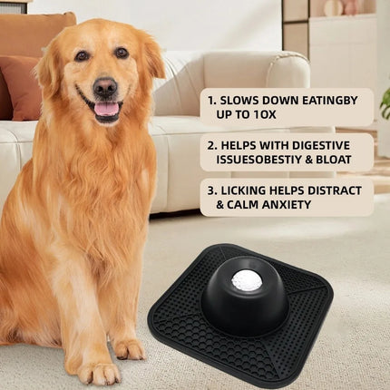 Bol à lécher interactif en silicone pour animaux de compagnie, antidérapant, distributeur de nourriture lente pour chien, favorise la santé dentaire, bol auto-avisoissant pour aliments liquides