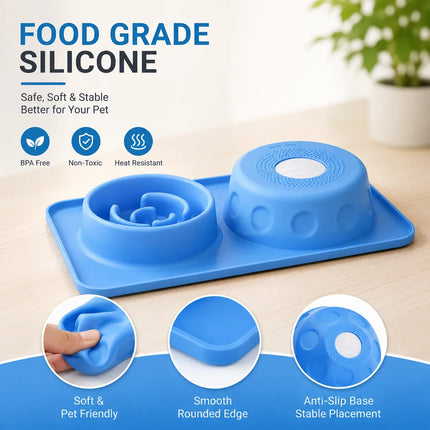 Gamelle anti-étranglement pour animaux de compagnie, tapis à lécher, gamelle pour chien et chat, gamelle en silicone antidérapante, gamelle à énigme, gamelle à double usage, récipient d'entraînement