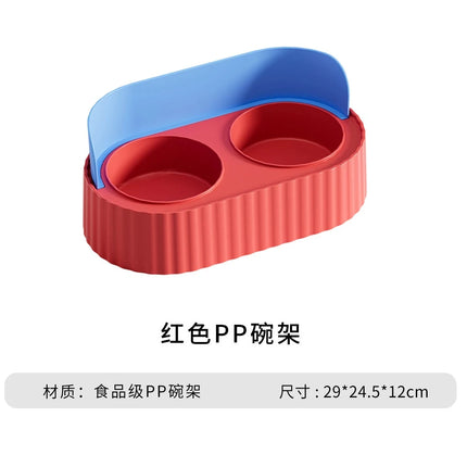 Gamelle double en céramique pour chat, protection du cou, anti-renversement, gamelle 2-en-1 pour nourriture et eau, gamelle multicolore pour chaton et petit chien