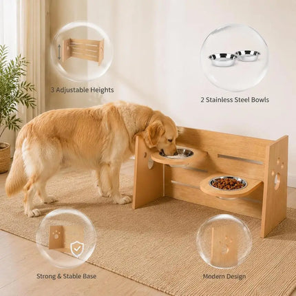 Gamelle surélevée pour chien avec compartiments réglables, en acier inoxydable, 63x58,5x40cm, alimentation lente, antidérapante, pour usage domestique, vert