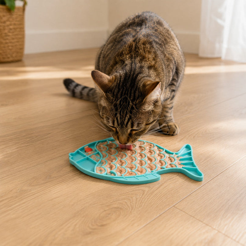 Tapis de léchage silicone — formes variées — Chat