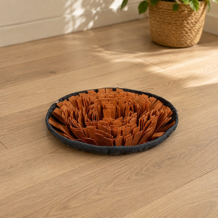 Tapis de fouille rond — franges serrées — Chien