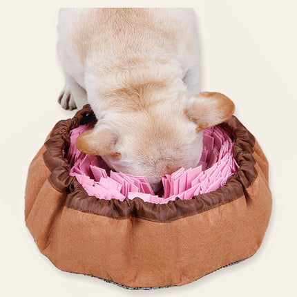 Tapis de fouille rond — franges serrées — Chien