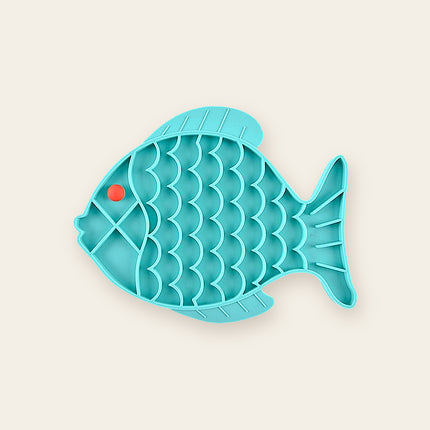 Tapis de léchage — forme poisson — Chat — accessoire repas lent pour chat