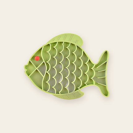 Tapis de léchage — forme poisson — Chat — accessoire repas lent pour chat