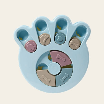 Puzzle distributeur en forme de patte, coloris bleu